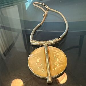 Gold-Toned Mesh Chain Statement Pendant Necklace